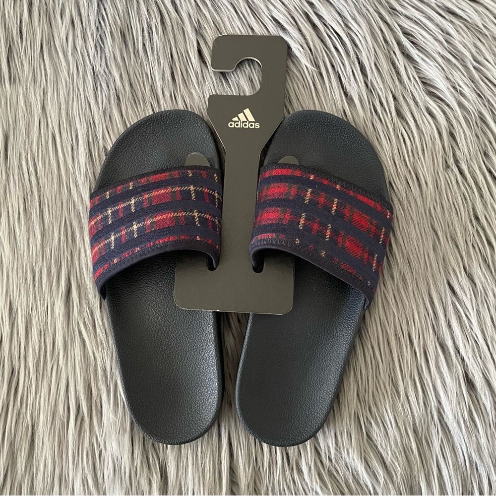 ADIDAS rare adilette tartan slide cozy pack